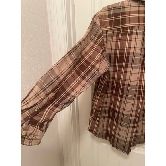 Carhartt Men's Plaid Long Sleeve Shirt L 100% Cotton Brown‎ & Beige WARM & COZY - Picture 8 of 13